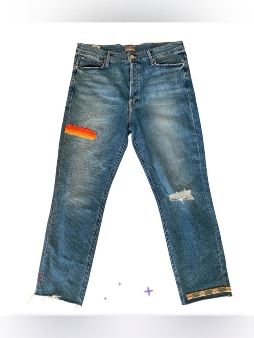 MOTHER DENIM THE MID RISE DAZZLER ANKLE FRAY JEANS - EXPOSED SECRET SISTER sz 34